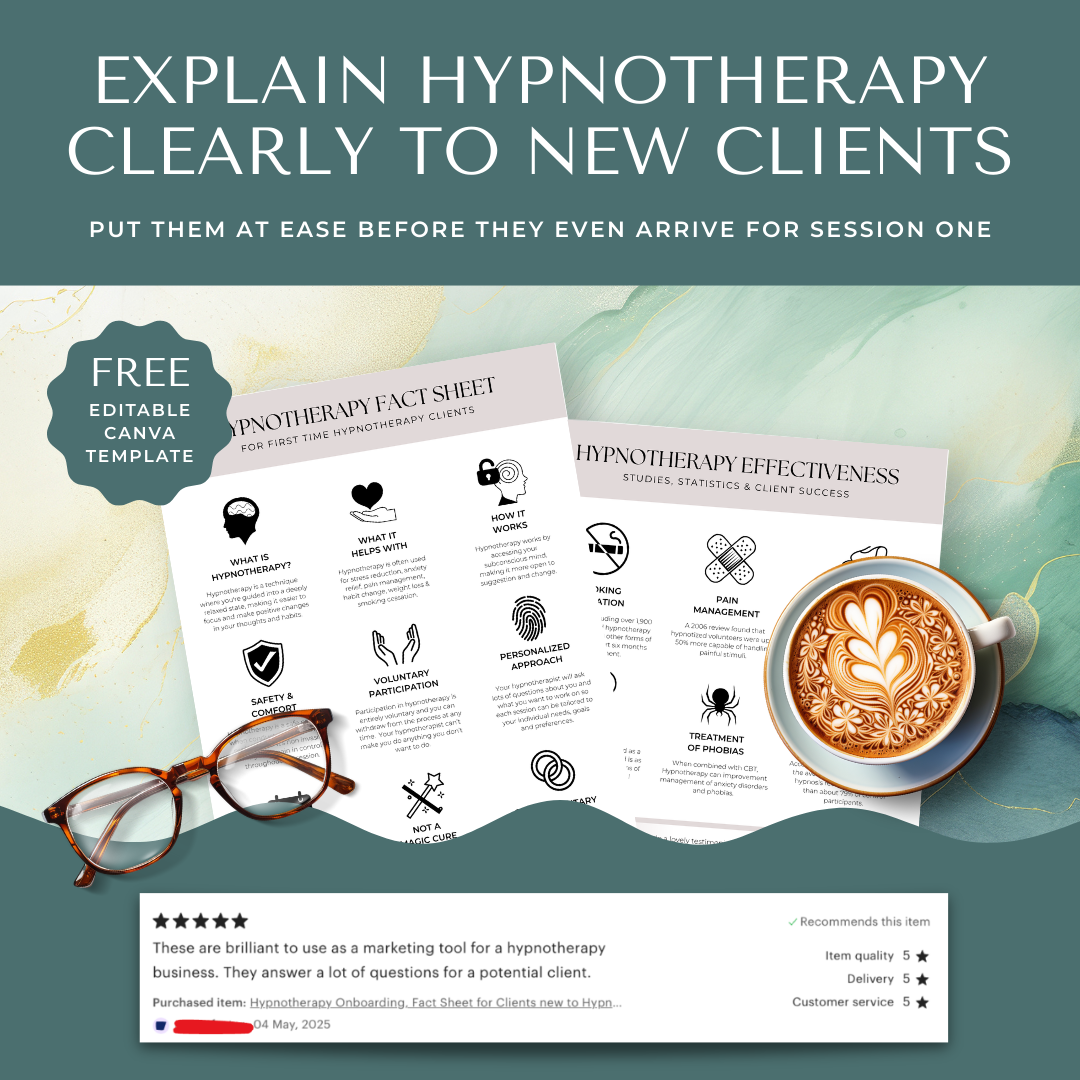 Hypno Design Studio Facebook ad: Free Hypnotherapy Client Handout Template
