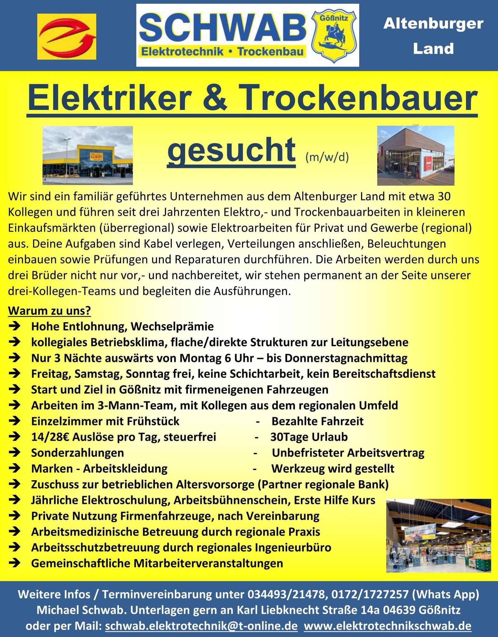 Schwab Elektrotechnik ZAG GmbH - Gößnitz Facebook ad: Wir suchen gute Handwerker!