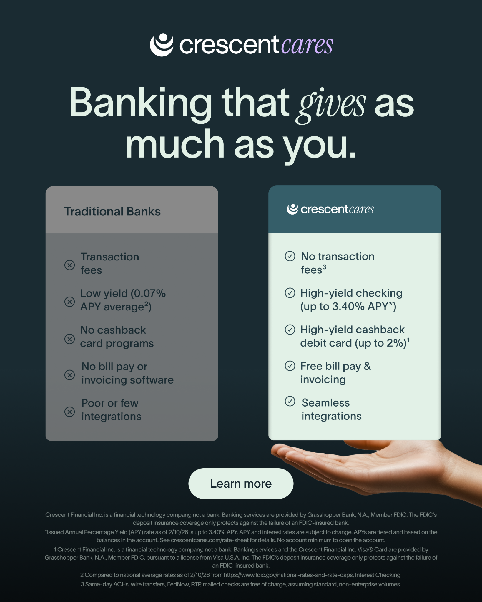 Crescent Facebook ad: Built for Nonprofits