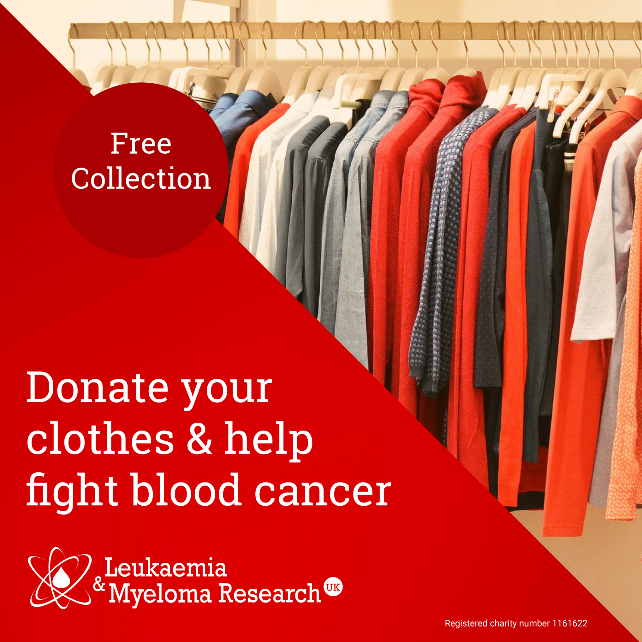 Leukaemia & Myeloma Research UK Facebook ad: Donate Clothes - Leukaemia & Myeloma Research UK