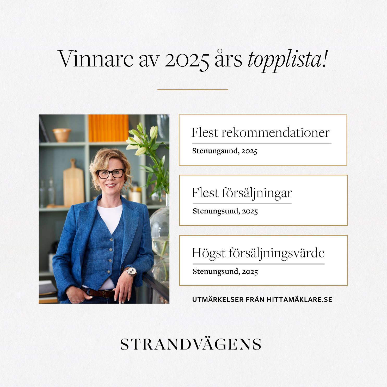 Strandvägens Mäkleri & Butik Facebook ad: Vi värnar om det personliga och att ge…