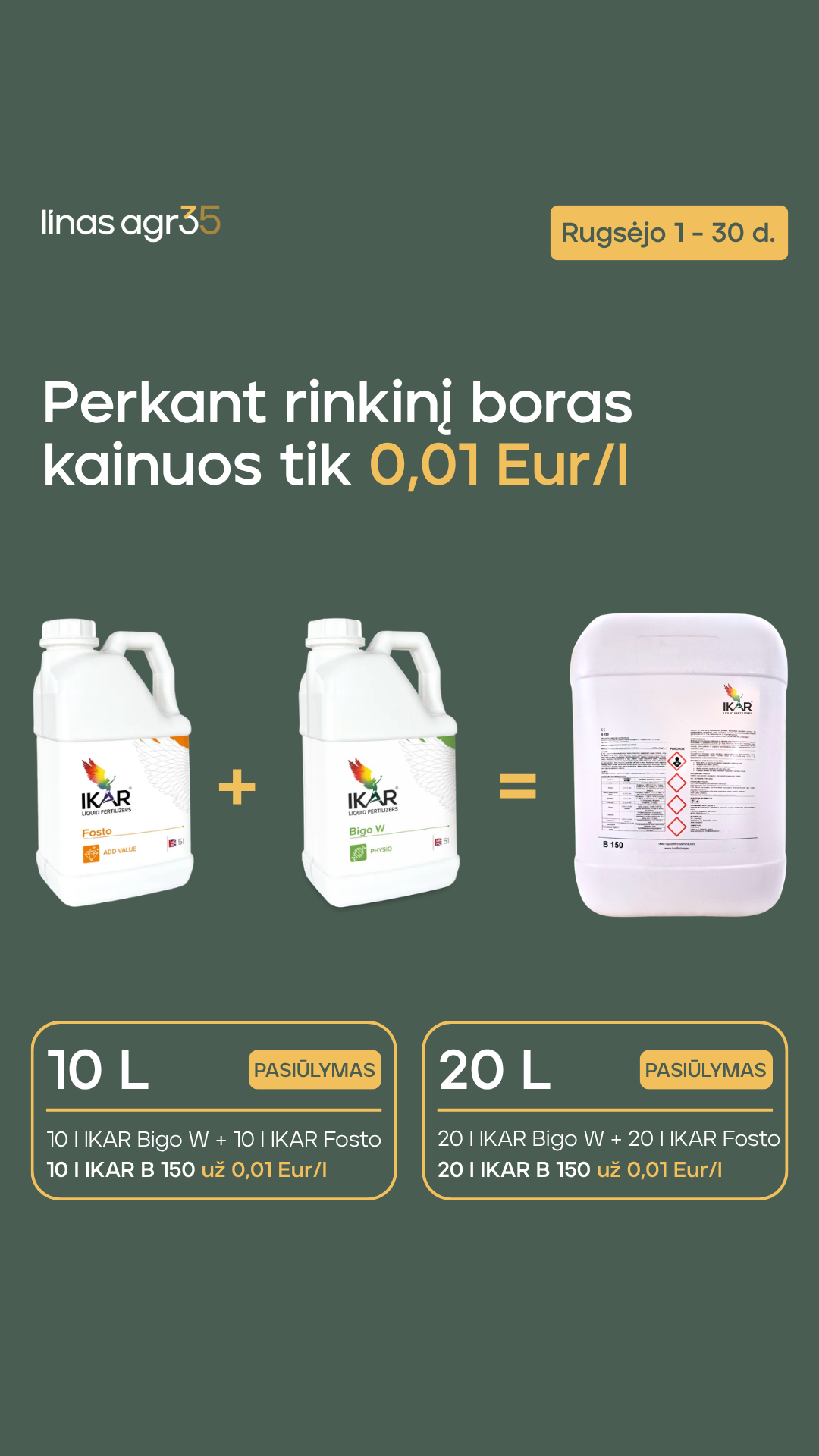 Linas Agro Lietuva Facebook ad: Boras tik 0,01 Eur/l