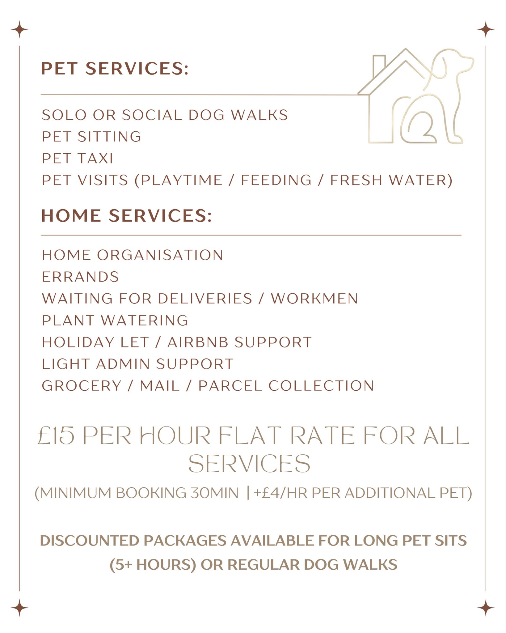 The Home & Pet Concierge Facebook ad: Introductory Offer: Get your first 5 hours HALF…