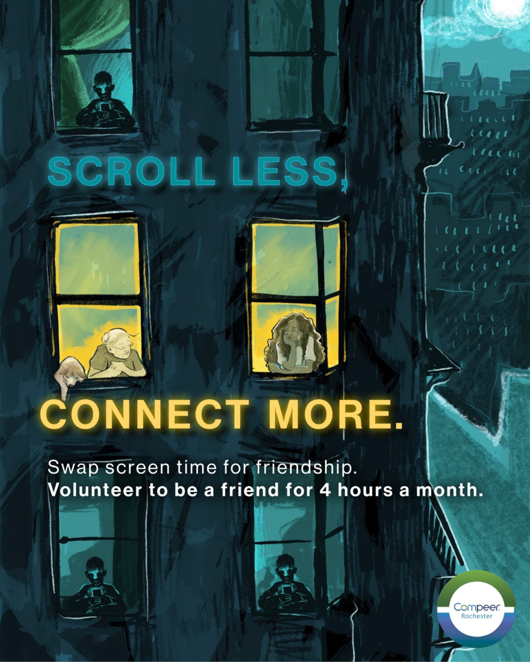 Compeer Rochester Facebook ad: Ready to find a new friend?