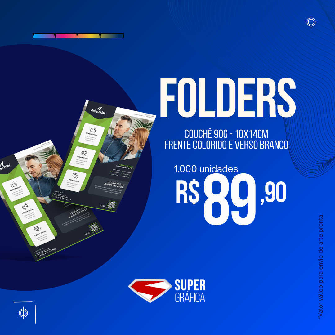 Super Gráfica Facebook ad: Folders 10x14cm em Couchê 90g