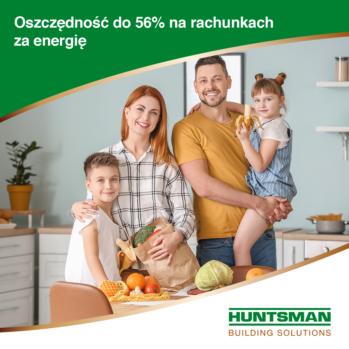 Huntsman Building Solutions Polska Facebook ad: Oszczędność do 56% na rachunkach za energię