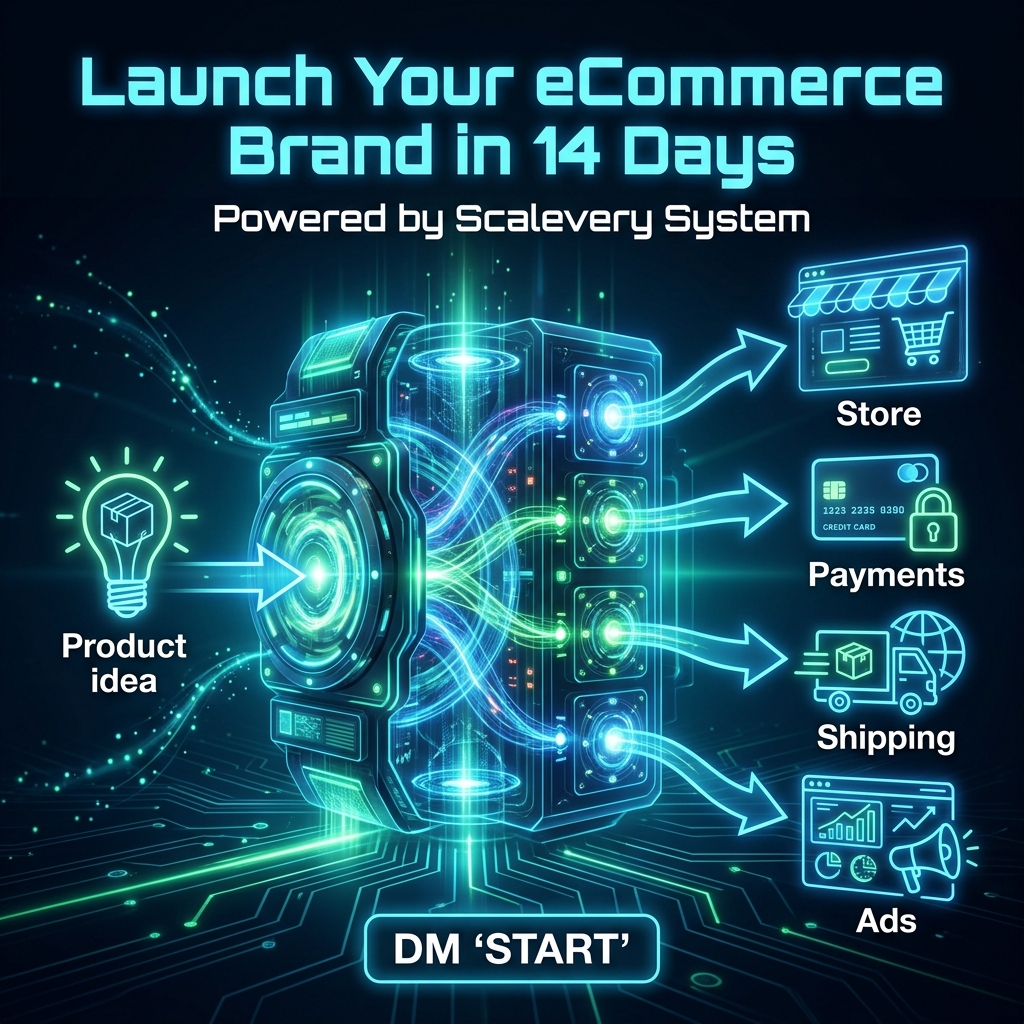 Scalevery Facebook ad: Start Your eCommerce Brand in 14 Days