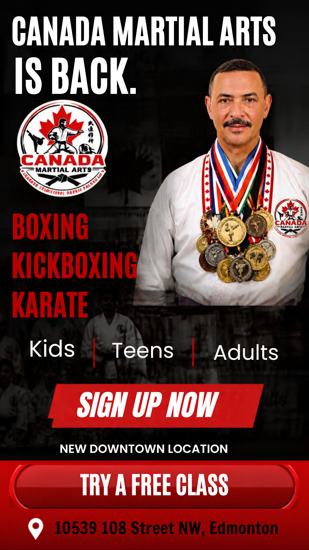 Canada Martial Arts Facebook ad: Try a FREE Martial Arts Class