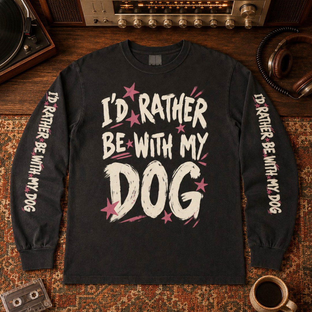 I'd Rather Be With My Dog Facebook ad: Retro Rocker Vibes