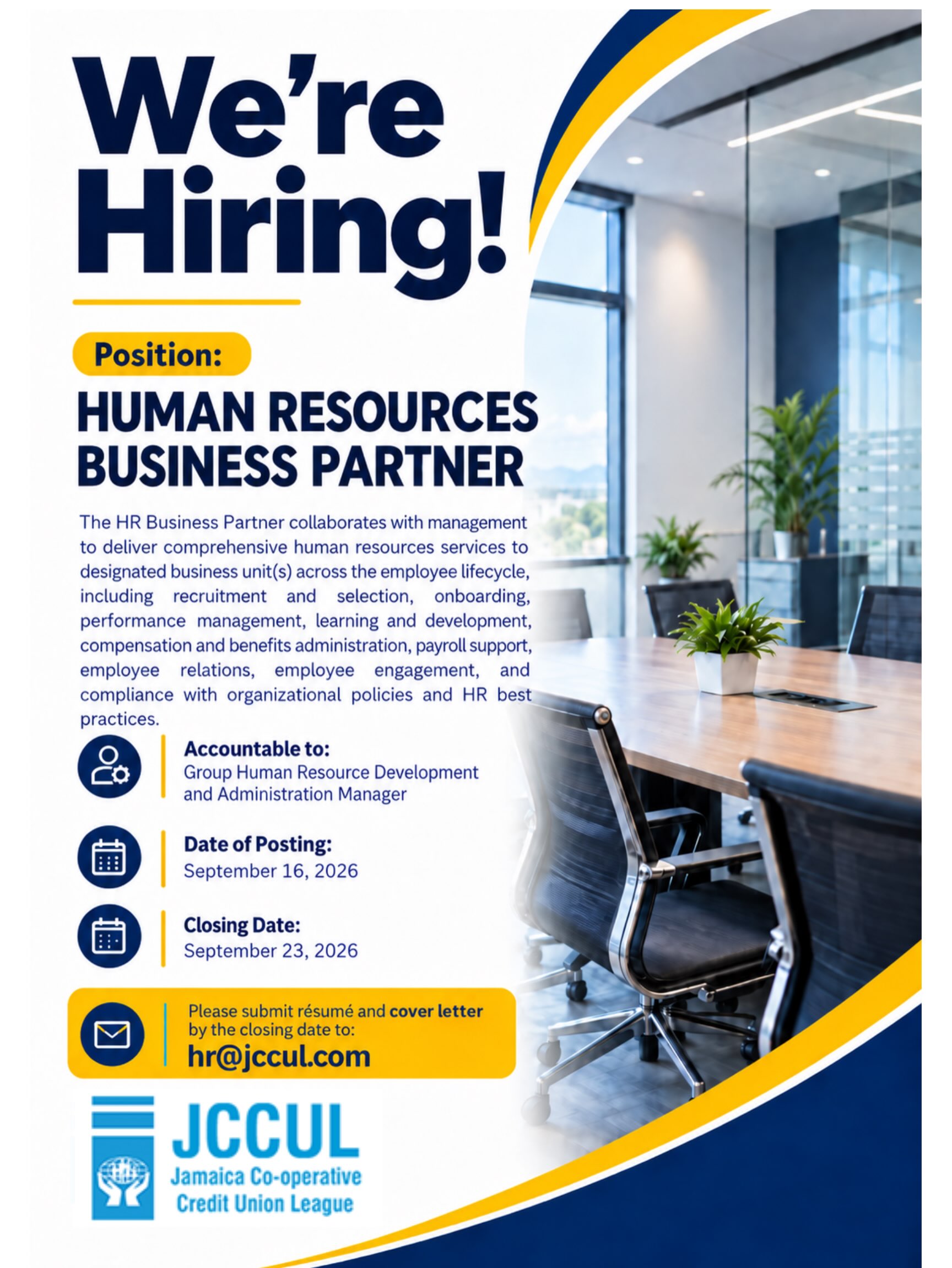 Credit Unions of Jamaica Facebook ad: We’re hiring!