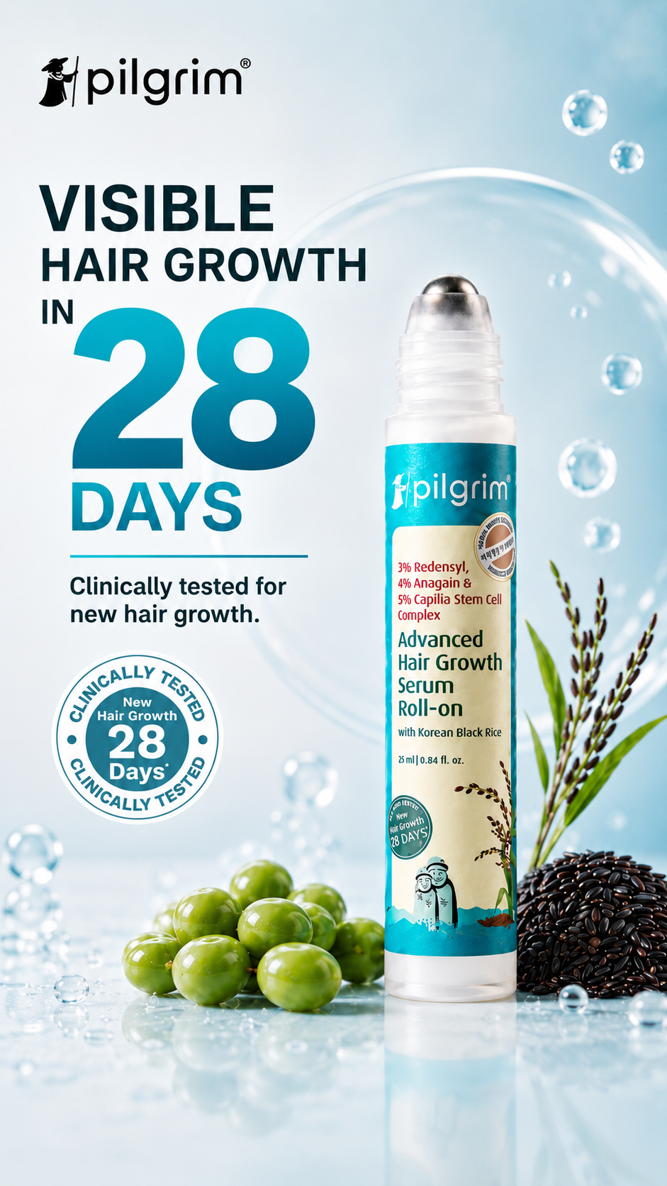 Pilgrim Facebook ad: 28 Days. One Easy Roll-On Routine.