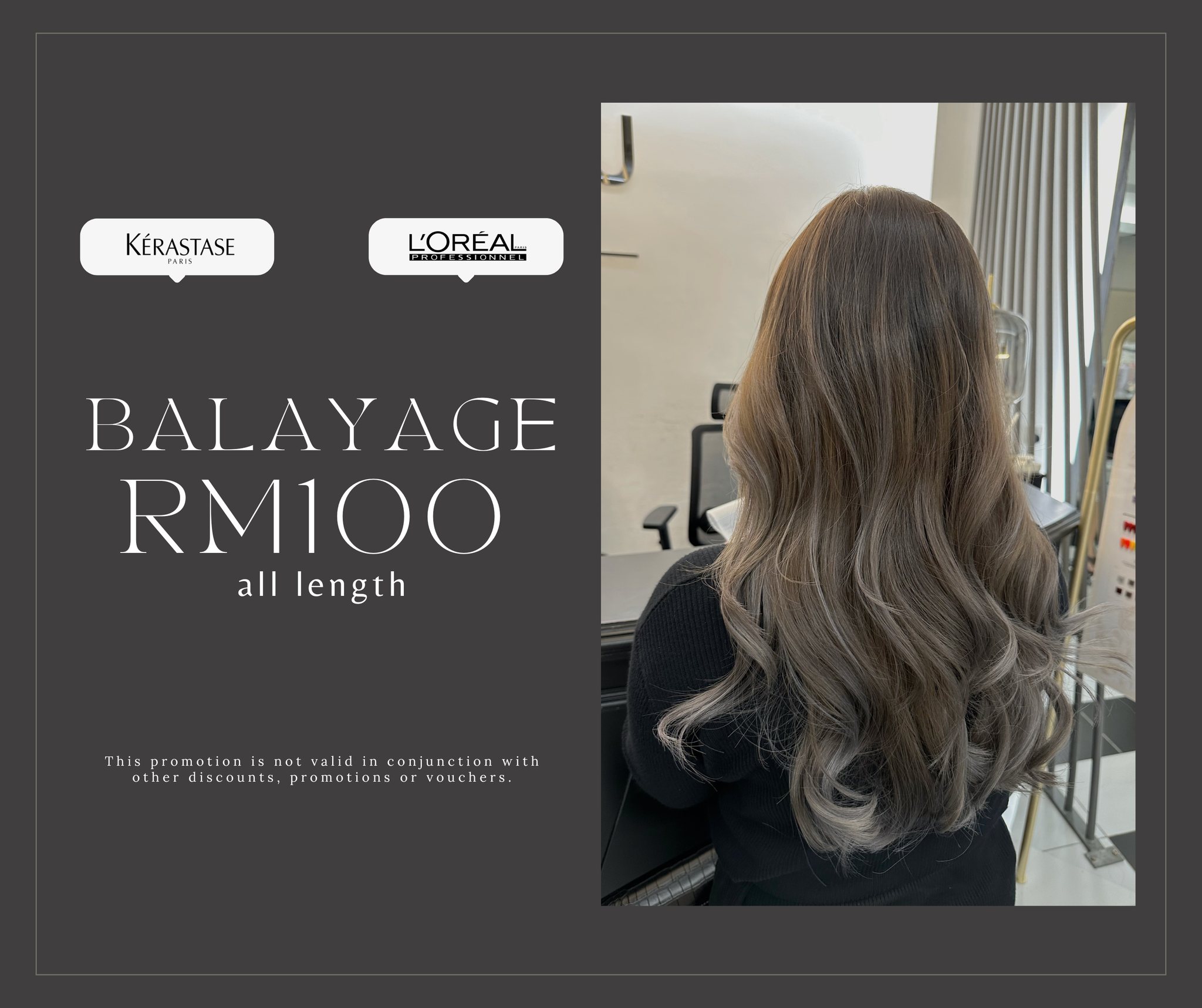 Katsu Hair Lounge Facebook ad: RM100 BALAYGE ALL LENGTH