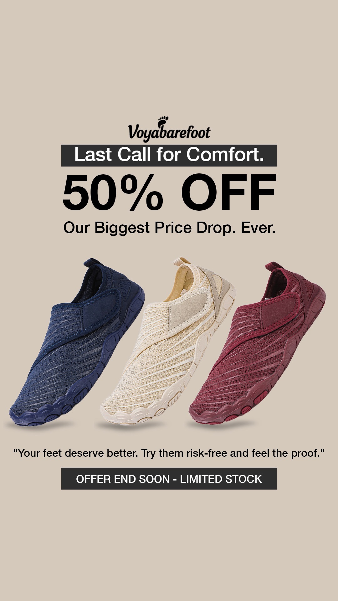 Voyabarefoot Facebook ad
