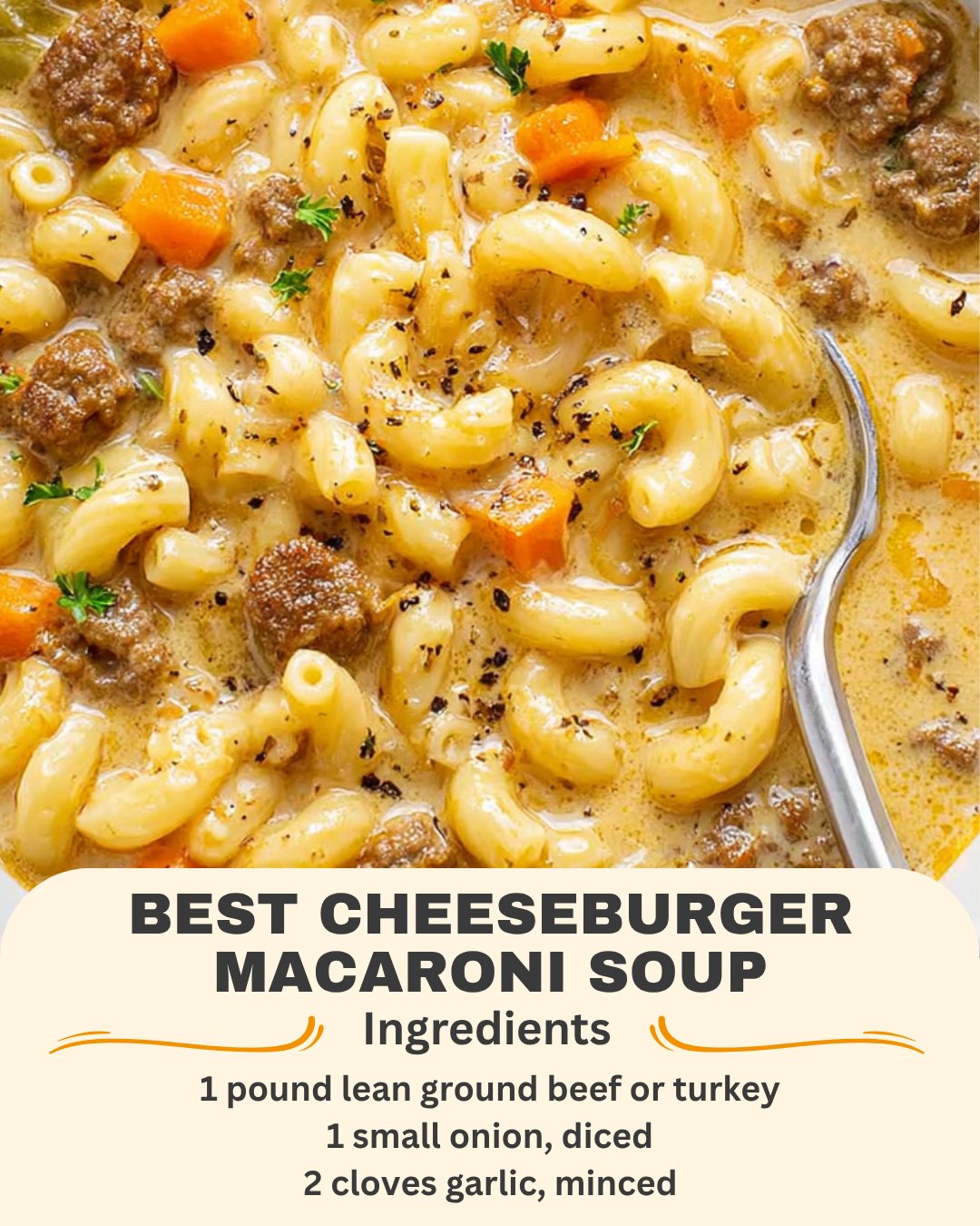 Comfort Recipes Facebook ad: Best Cheeseburger Macaroni Soup