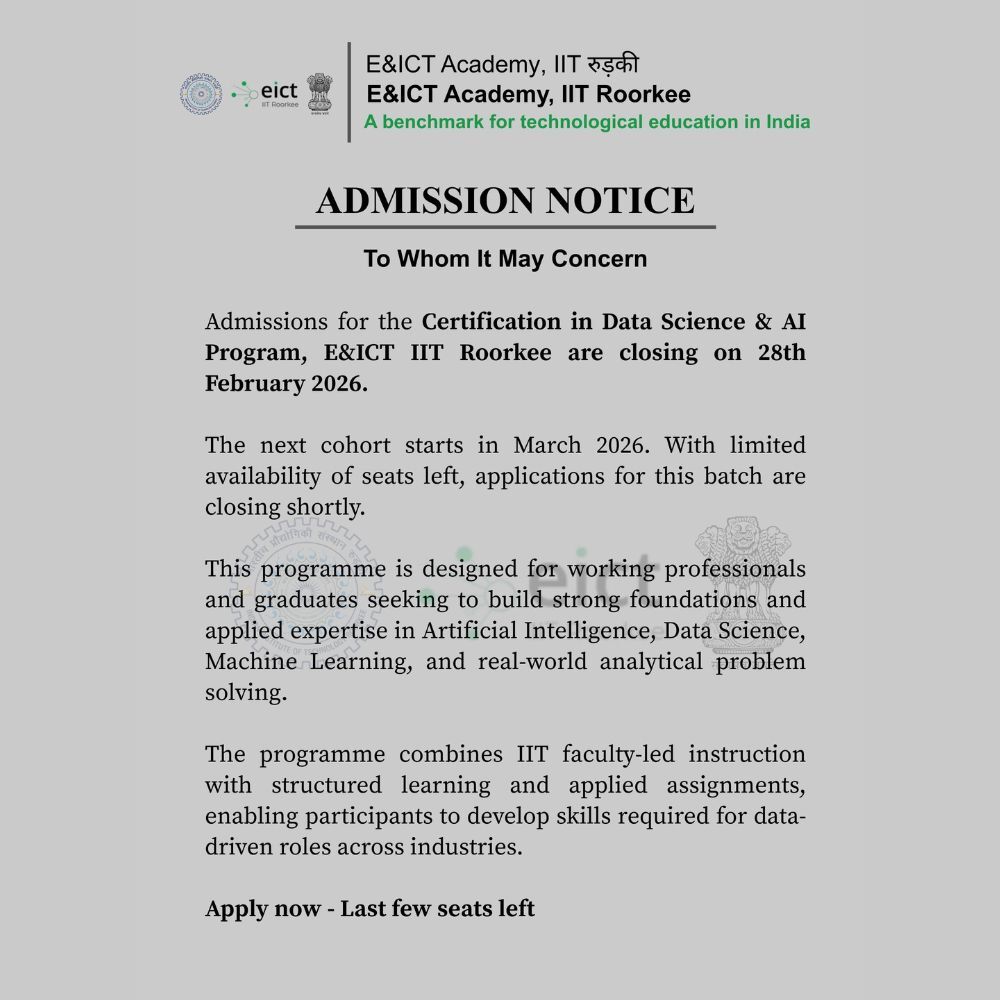 Masai School Facebook ad: Data Science & AI, E&ICT IIT Roorkee
