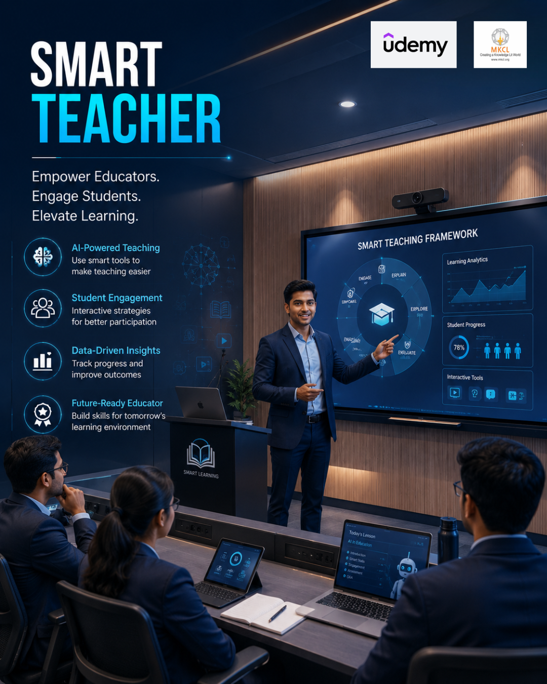 Maharashtra Knowledge Corporation Limited (MKCL) Facebook ad: Teach Smarter. Engage More. Inspire Forever.