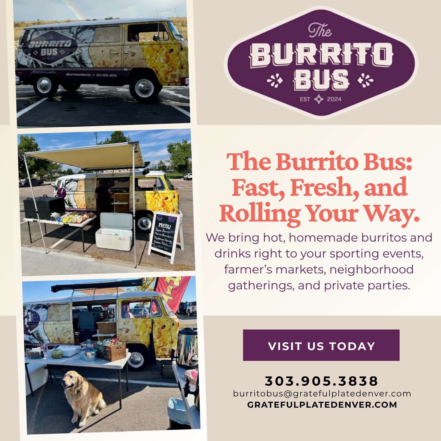 Grateful Plate Denver Facebook ad: Fast, Fresh & Rolling Your Way!