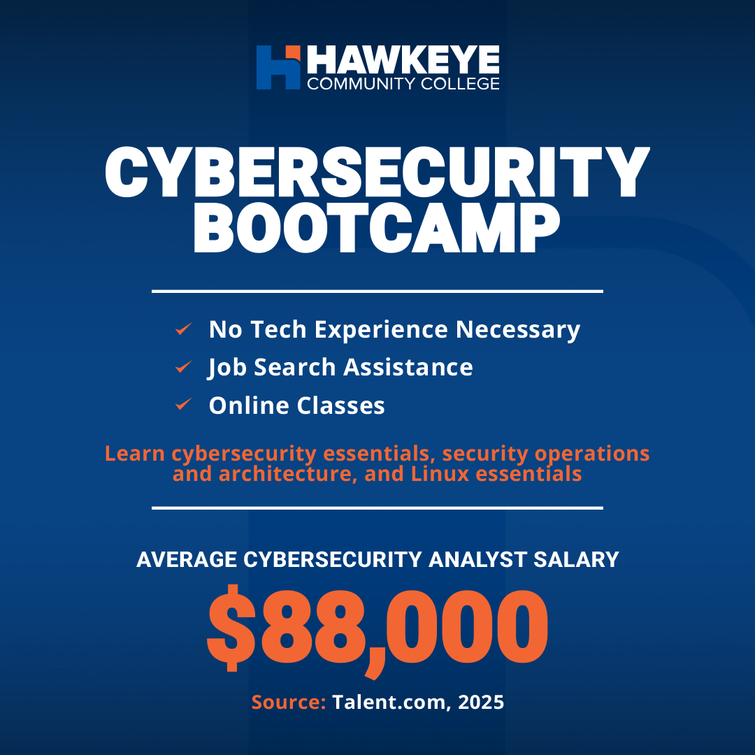 Coding Bootcamps- Hawkeye Community College Facebook ad: Break Into Tech, No IT Experience Needed