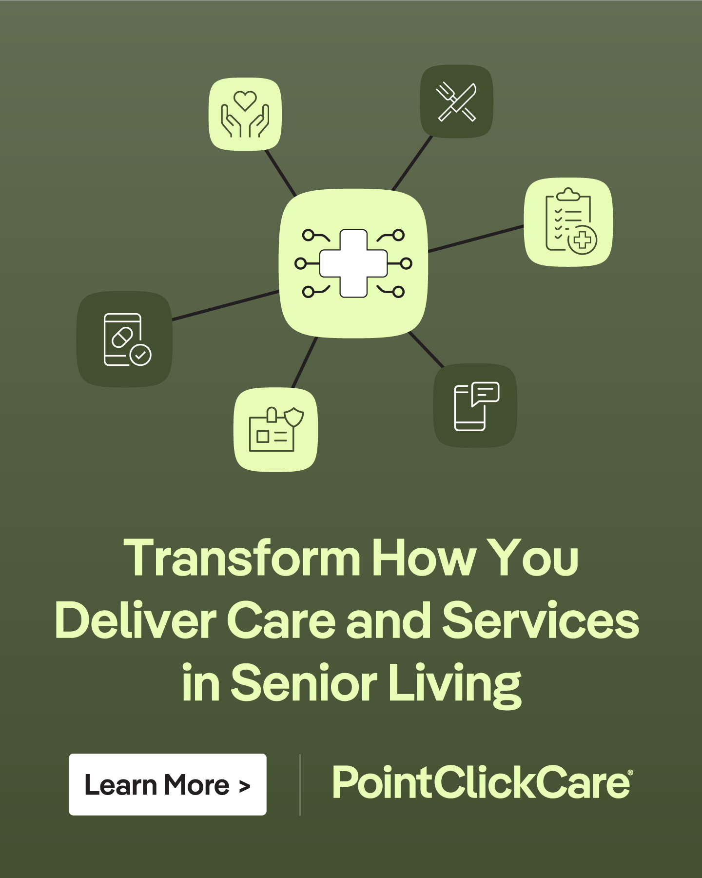 PointClickCare Facebook ad: Senior Living EHR Designed to Support Resident Wellness