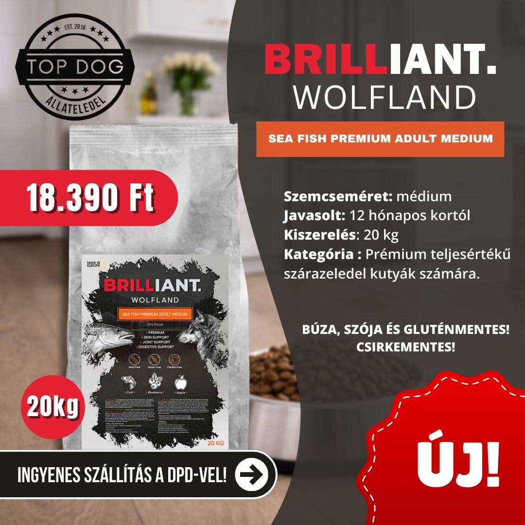Top Dog Állateledel Kecskemét Facebook ad: BRILLIANT WOLFLAND SEA FISH PREMIUM ADULT MEDIUM 20KG