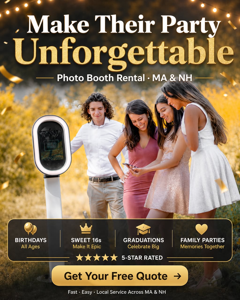 EverGlow Booths Facebook ad: Make Their Party Unforgettable
