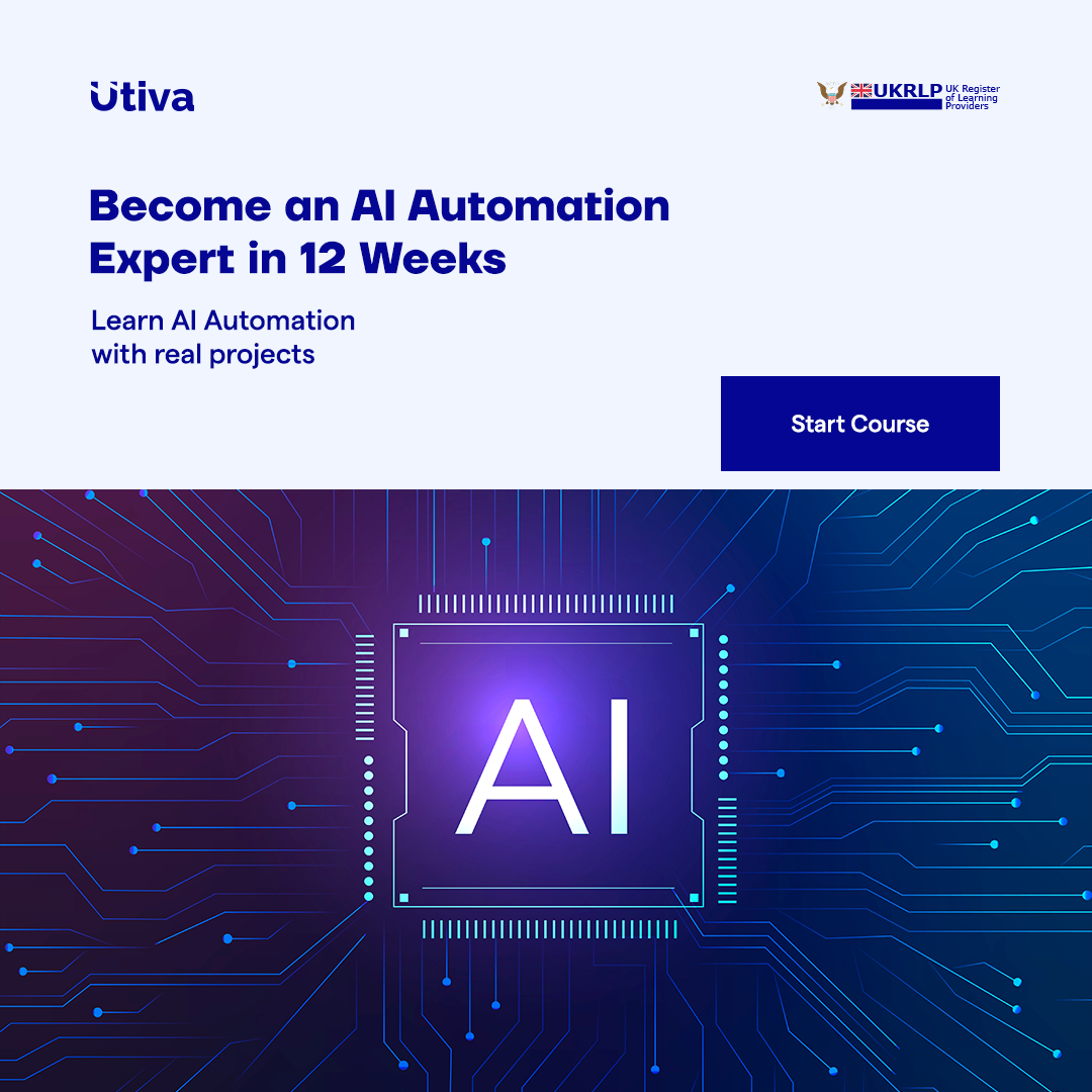 Utiva Facebook ad: Become an AI Automation Expert in 12 Weeks