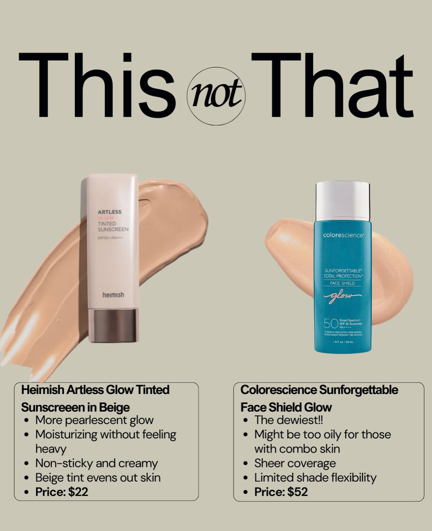 This Not That Facebook ad: HEIMISH Artless Glow Tinted Sunscreen 135floz40ml…