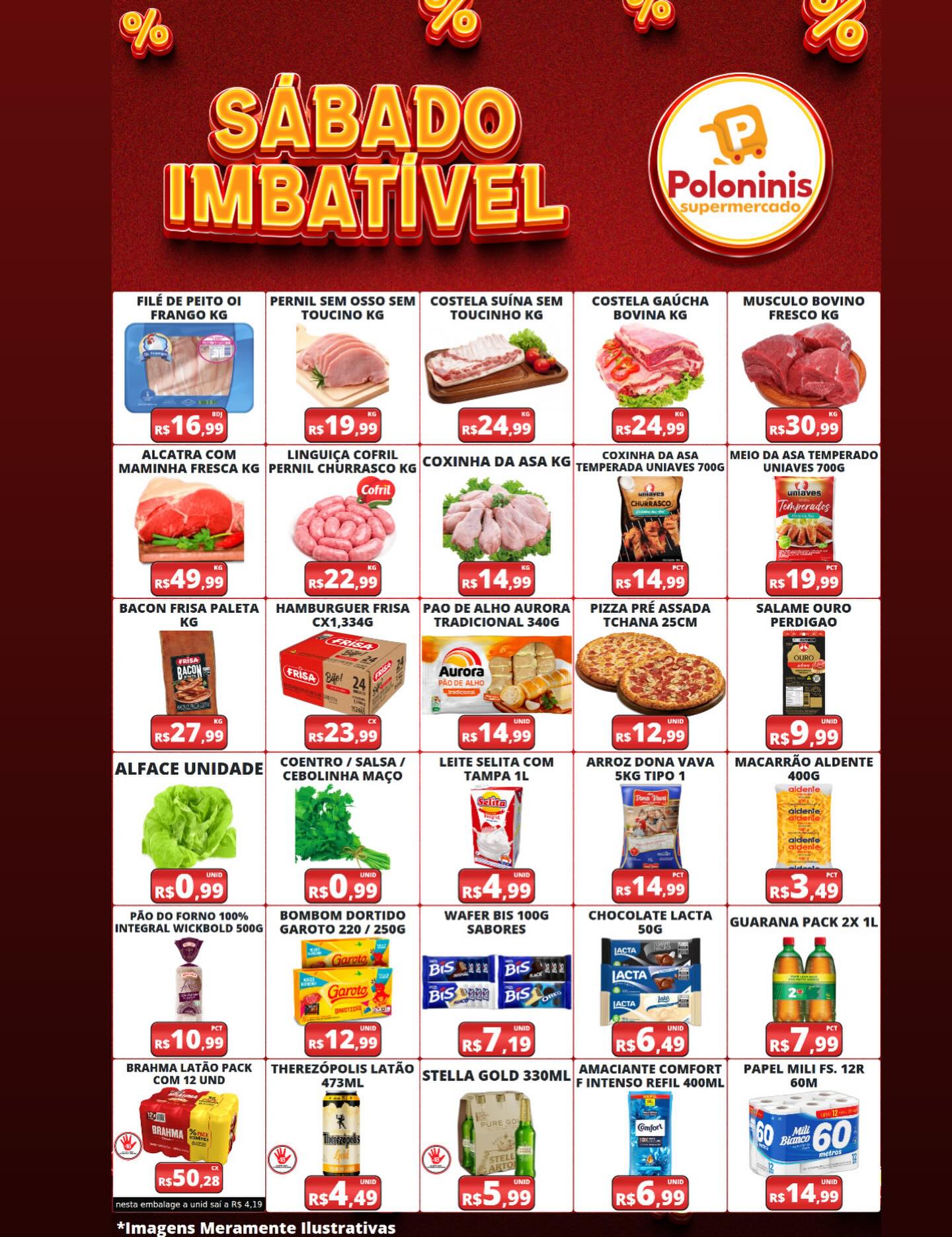Supermercado Poloninis Facebook ad: O maior encarte da cidade, com os menores…