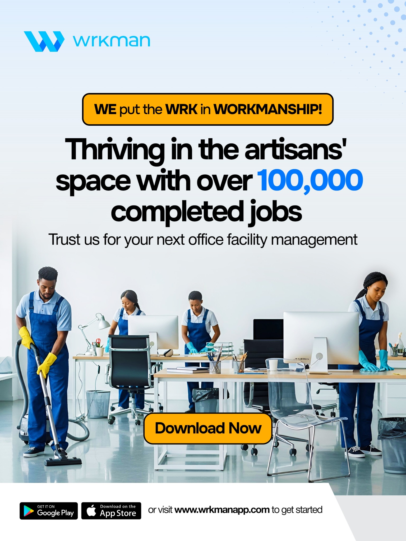 wrkman HQ Facebook ad: Hire a reliable artisan today
