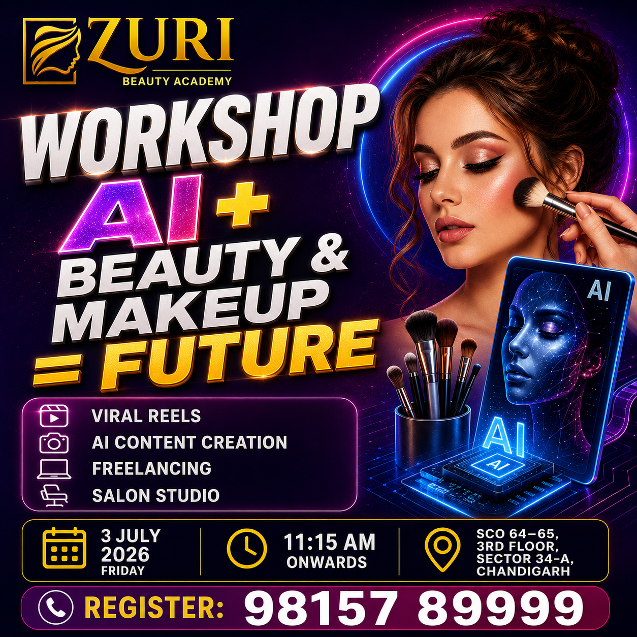Zuri International Academy for beauty makeup Facebook ad