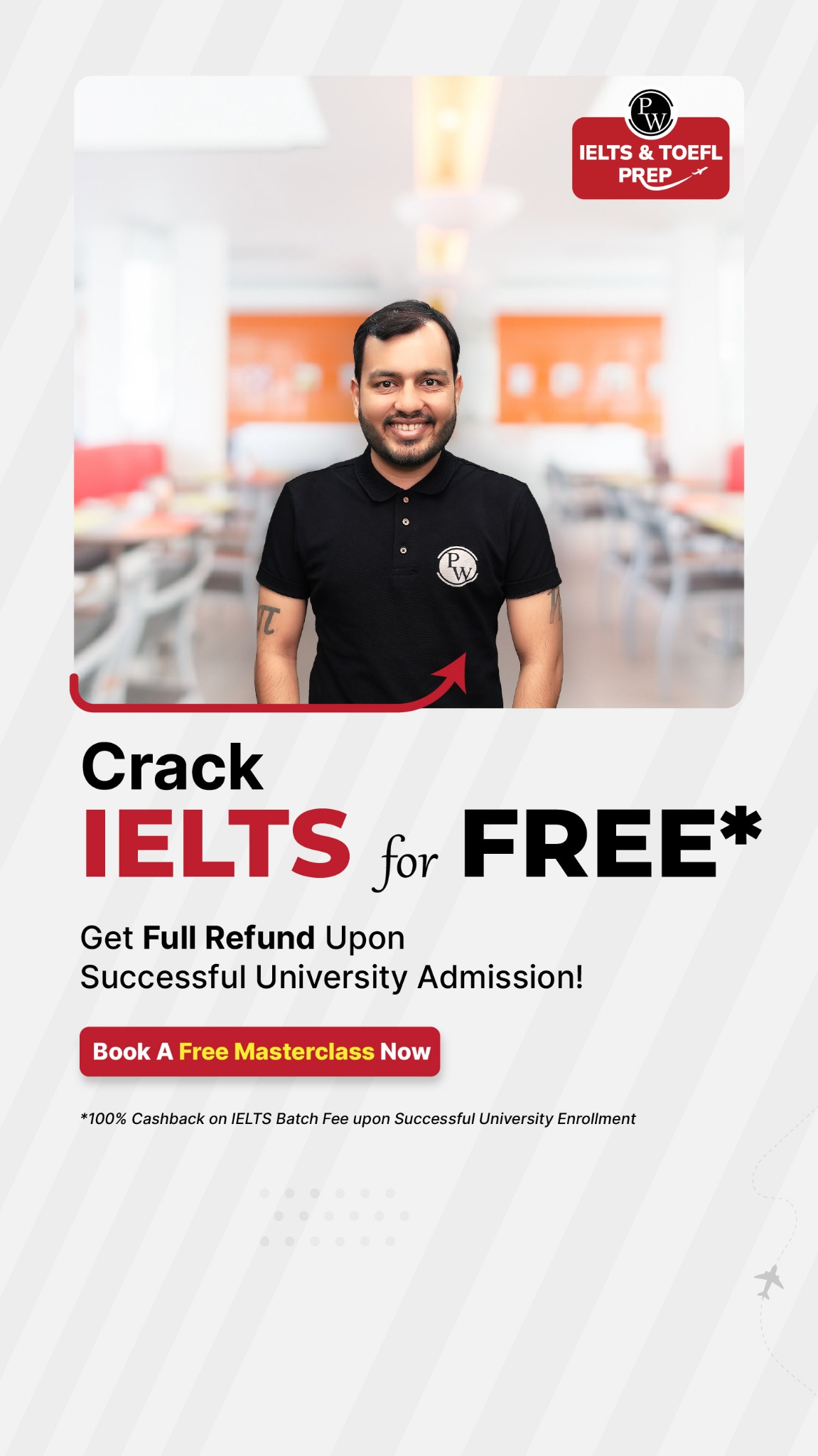 PW IELTS Prep Facebook ad: Book Your Free Masterclass Now