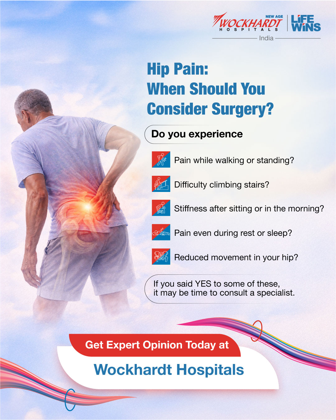Wockhardt Hospitals India Facebook ad: Hip pain isn't just a sign of aging-it…