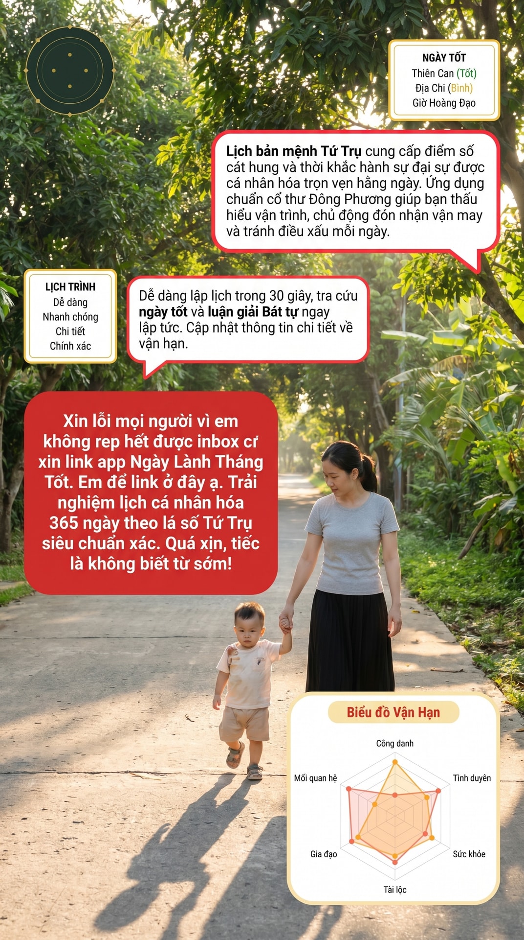 Ngaylanhthangtot.vn - Chọn ngày đúng mệnh của bạn Facebook ad: Lịch Tứ Trụ 365 Ngày Cá Nhân Hóa