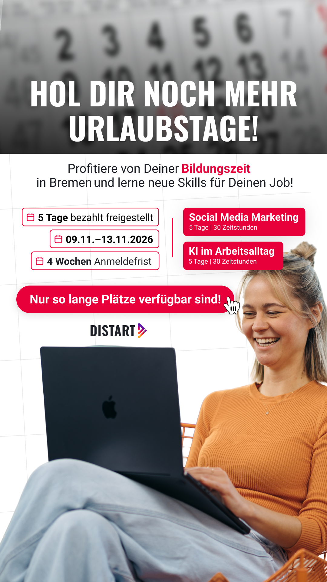 Distart Facebook ad: 5 Tage bezahlt weiterbilden