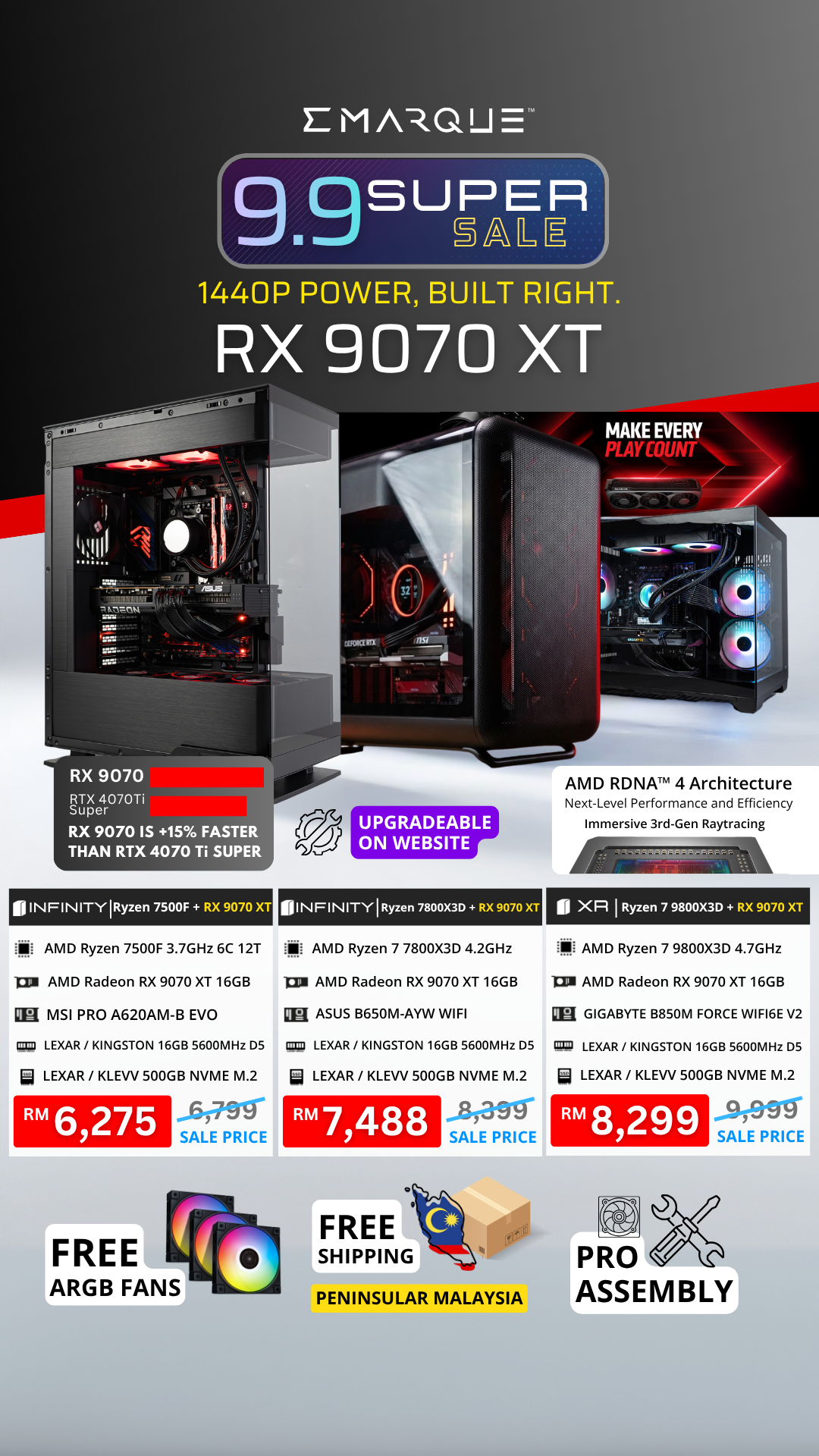 Emarque PC Facebook ad: 1440P Power, Built Right