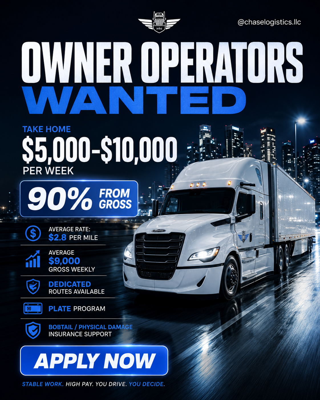 Chase logistics LLC Facebook ad from May 23, 2026