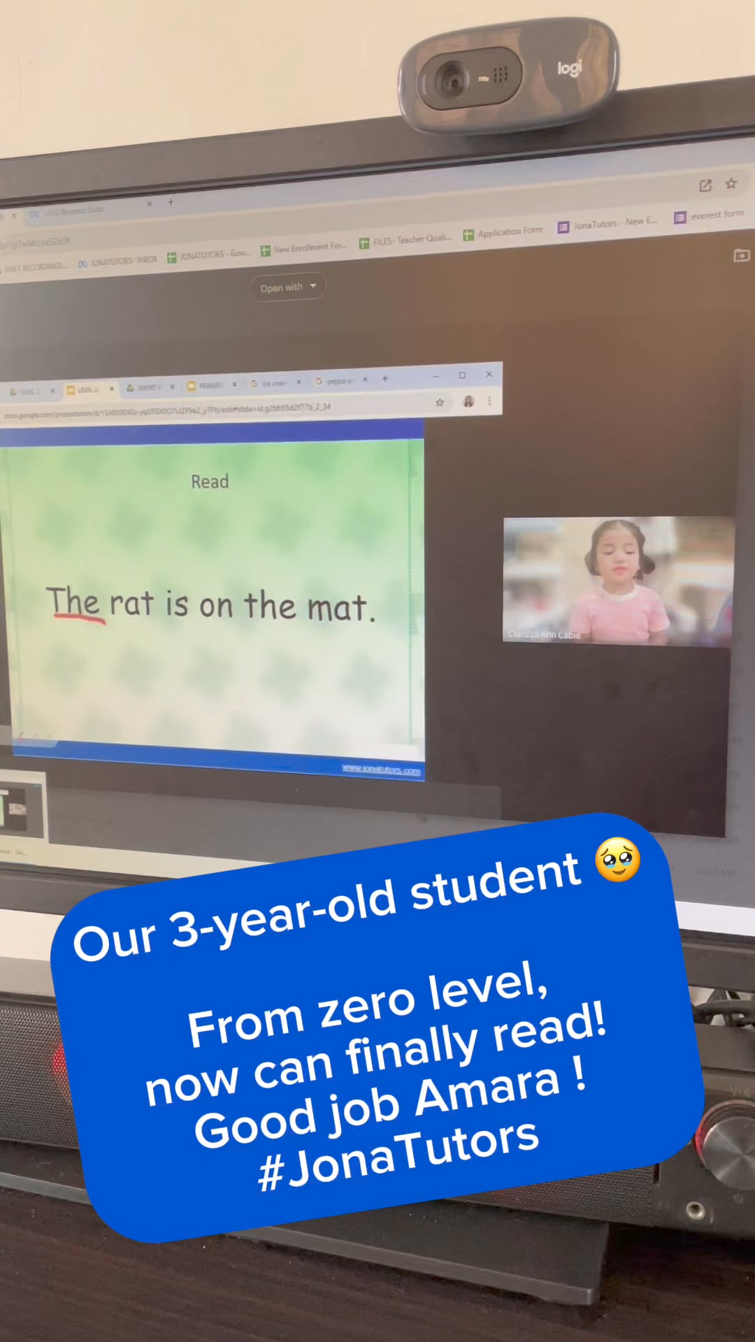 JonaTutors' Online Tutoring Services Facebook ad: So proud of your reading progress Amara!