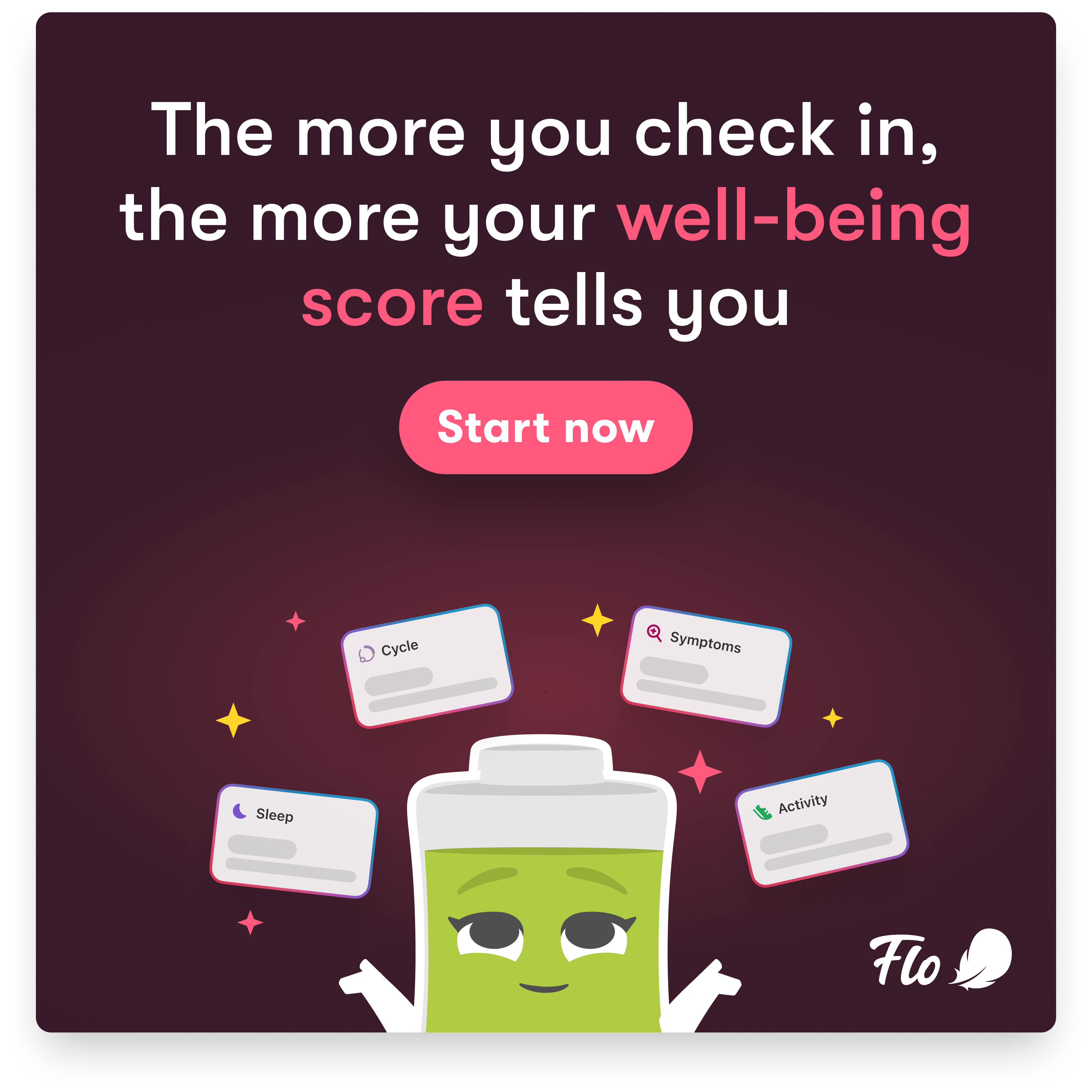 Flo Health App Facebook ad: Start using Flo today!