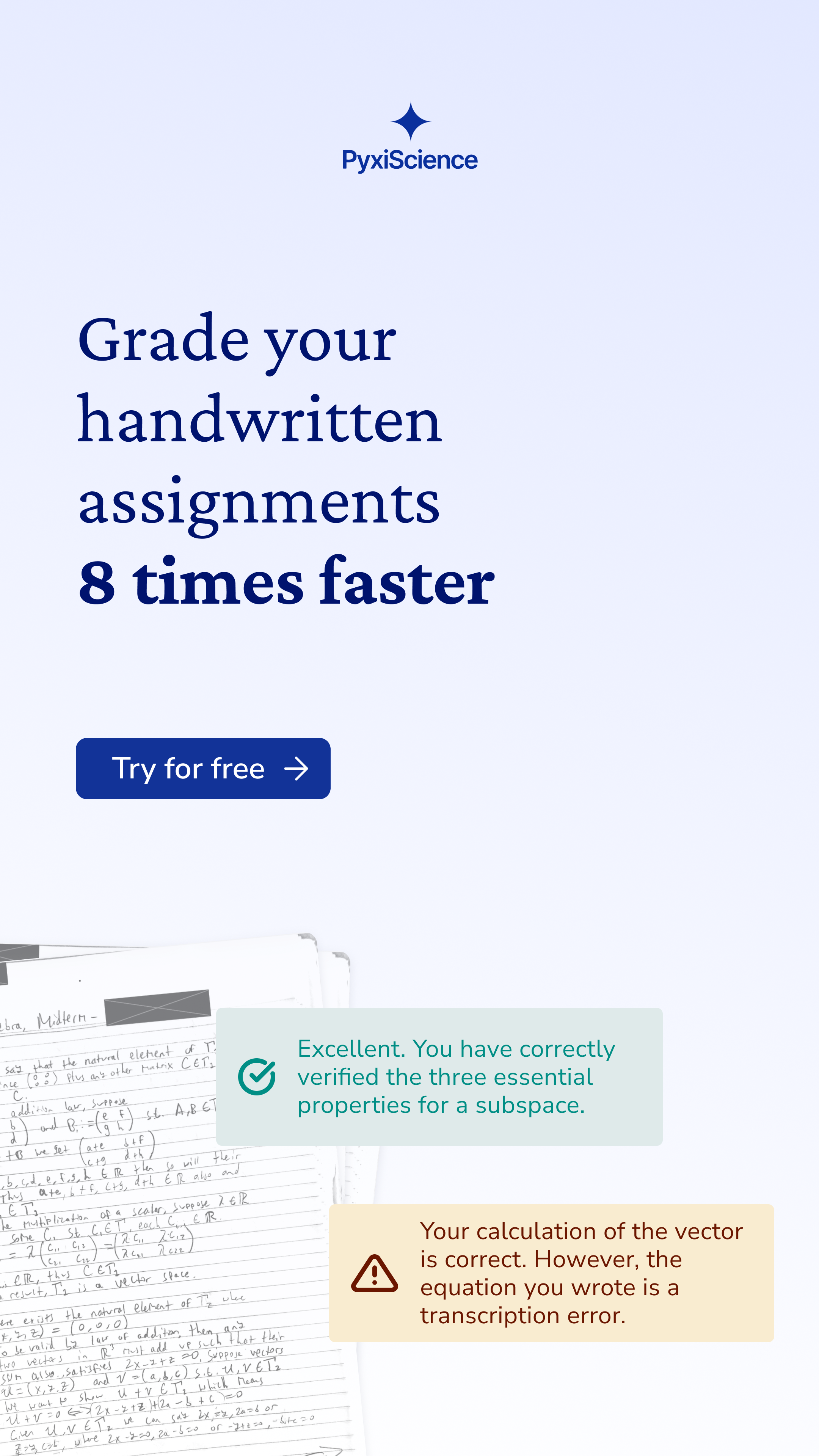 PyxiScience Facebook ad: Grade 8x Faster with AI