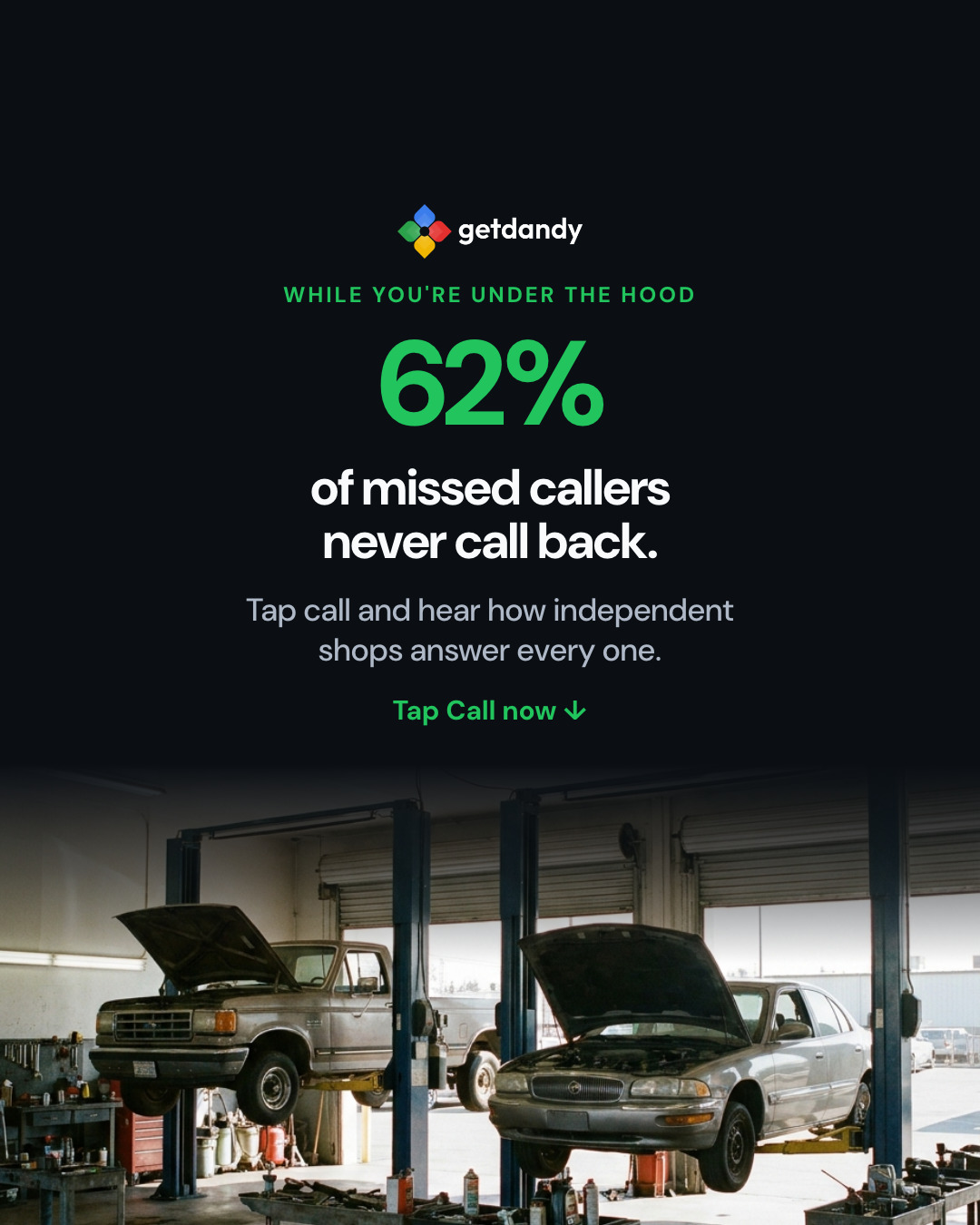GetDandy Facebook ad: Stop losing the calls you miss