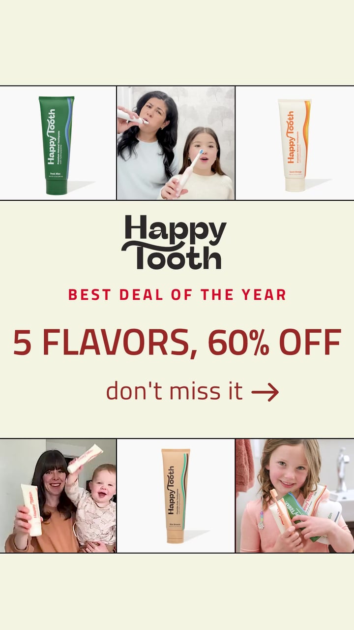 Happy Tooth Pediatric Dentistry Facebook ad: Natural Toothpaste with Hydroxyapatite