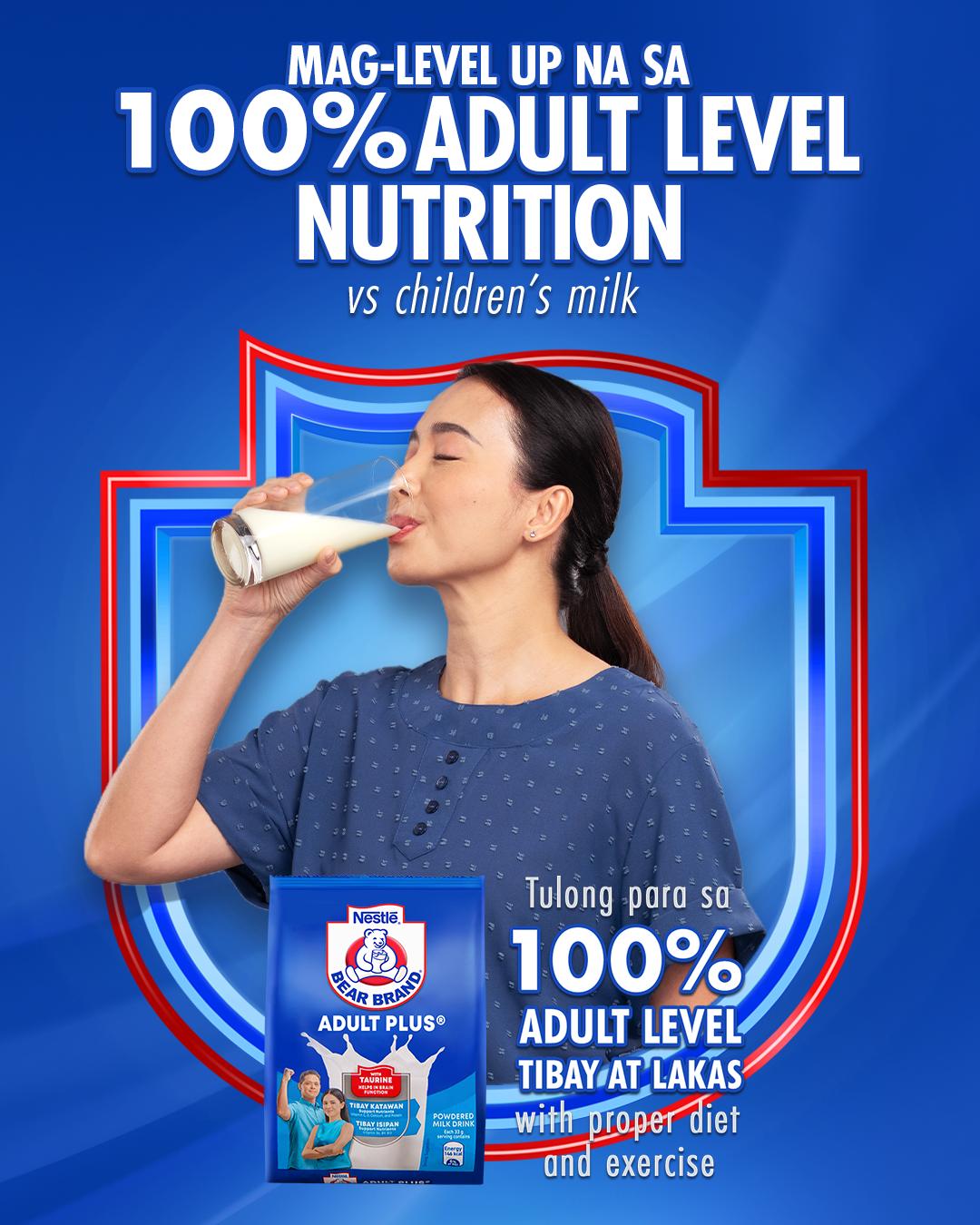 BEAR BRAND Adult Plus Facebook ad: Tulong sa 100% adult-level nutrition