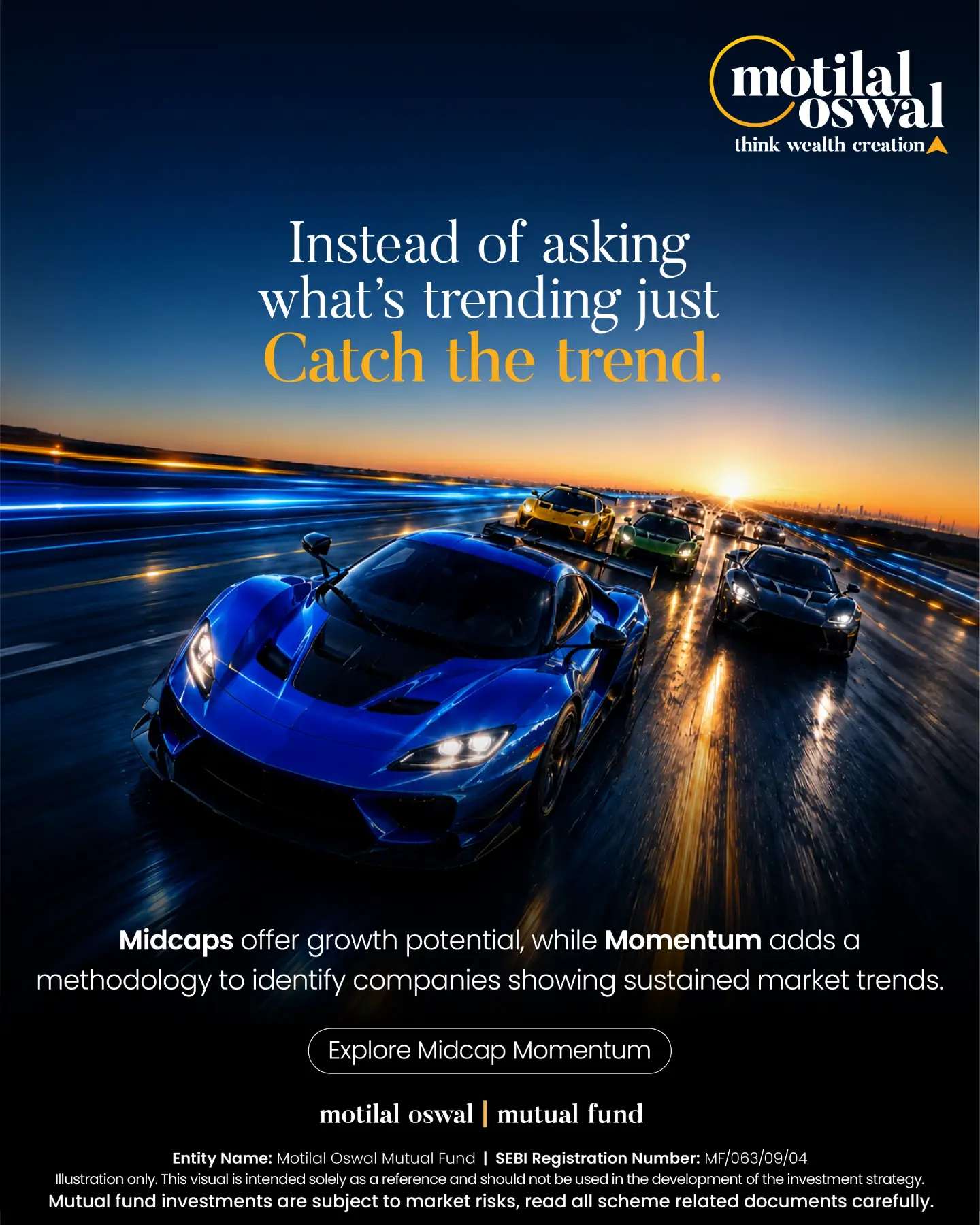Motilal Oswal Asset Management Company Ltd. Facebook ad: Markets move. Leaders emerge.