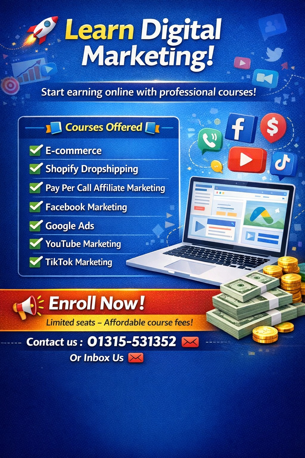 Sapnil It Academy Facebook ad: প্রোফেশনাল ডিজিটাল মার্কেটিং কোর্স