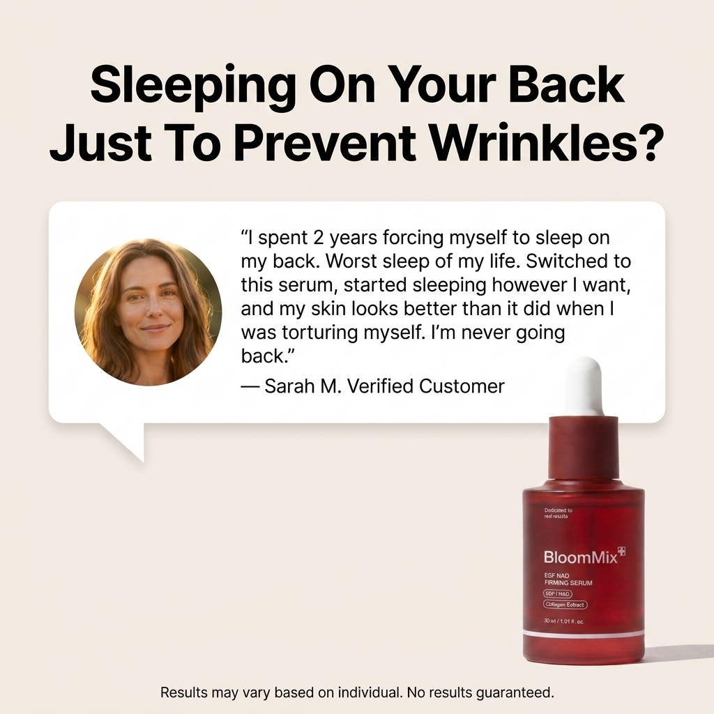BloomMix Facebook ad: Stop sacrificing your sleep for your skin. This does the…