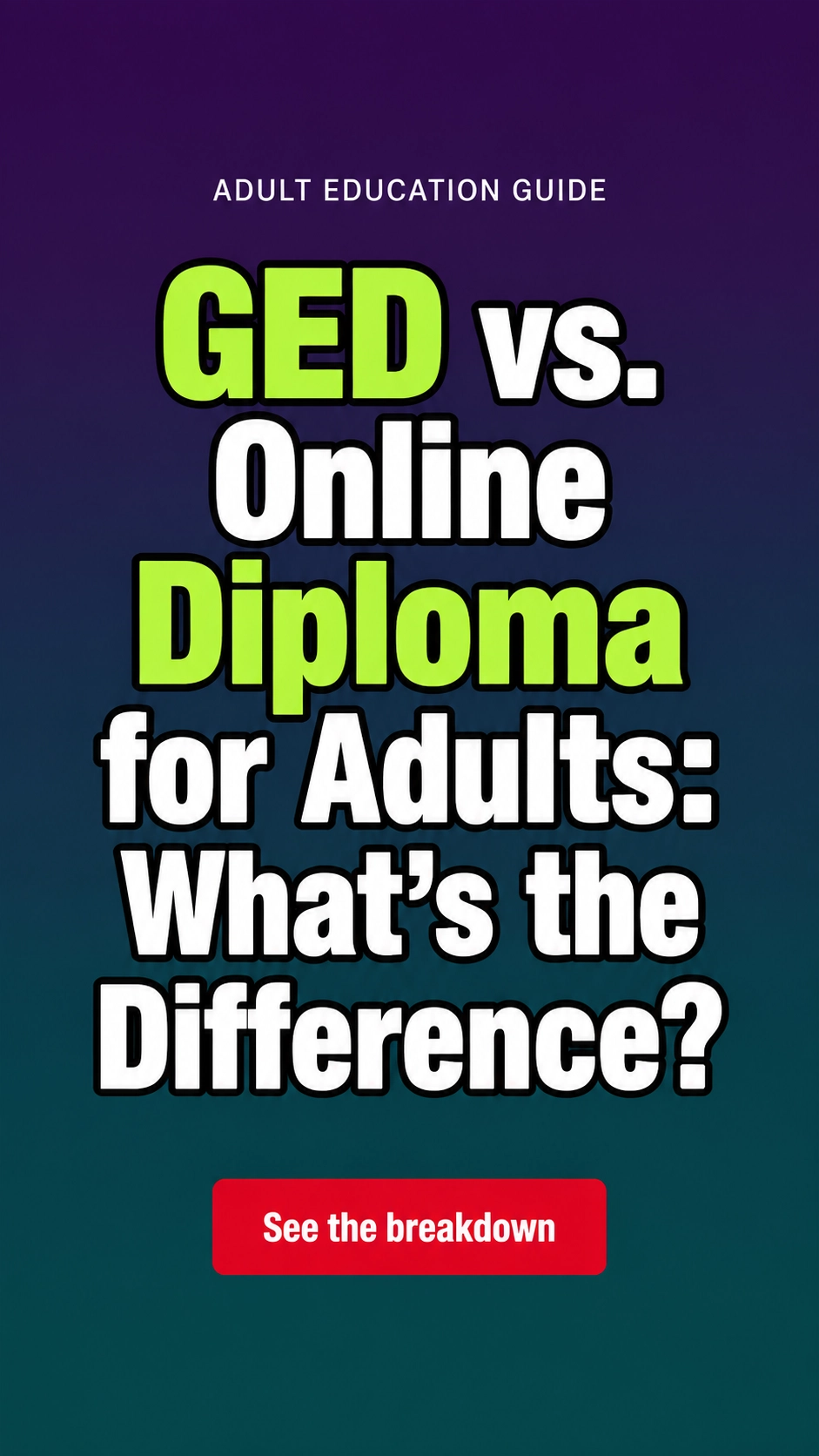 Current Daily Review Facebook ad: GED vs. Online Diploma for Adults: What's the Difference?