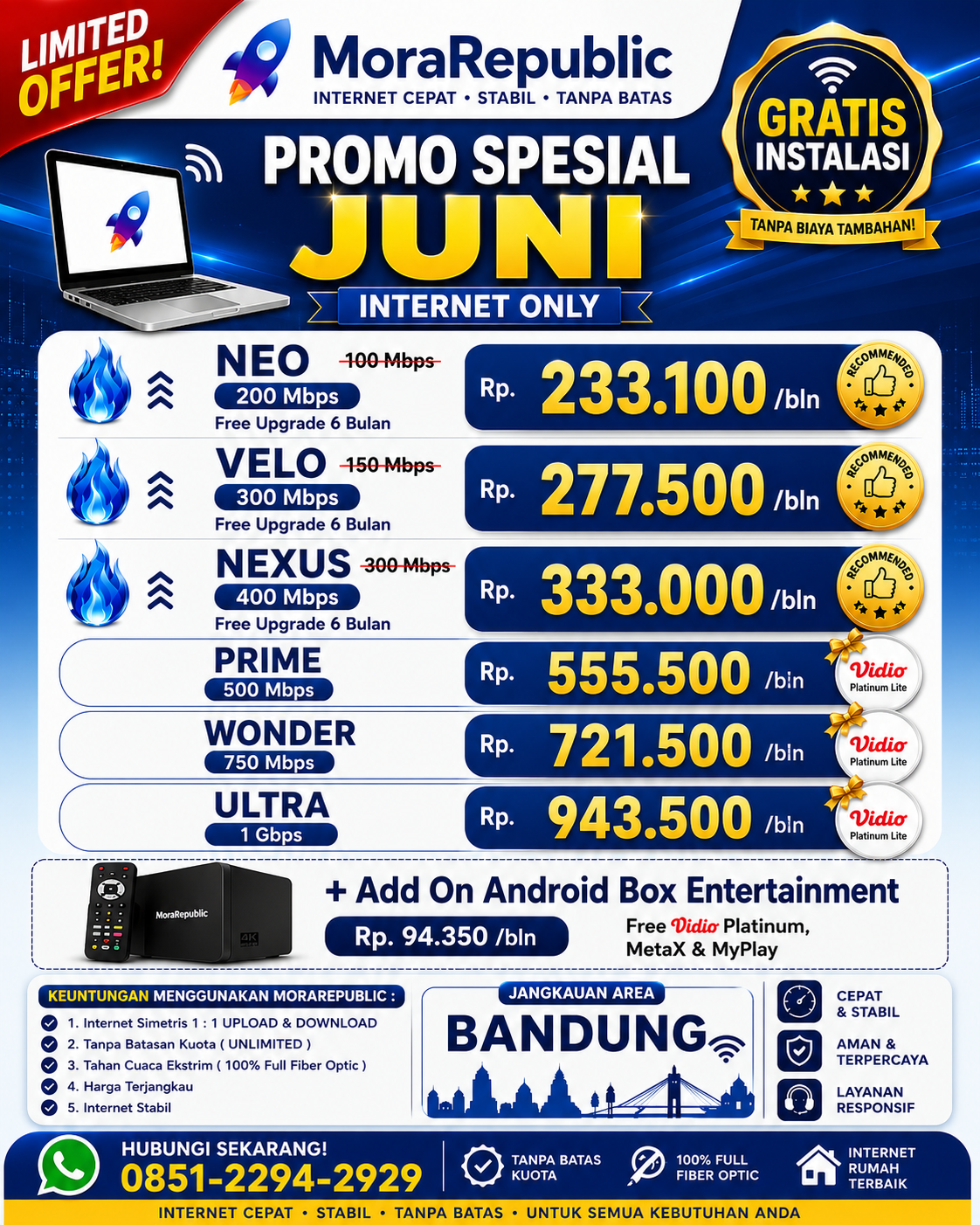 Pasang Wifi Jawa Barat Facebook ad: GRATIS INSTALASI + 200 Mbps CUMA Rp233 RIBUAN