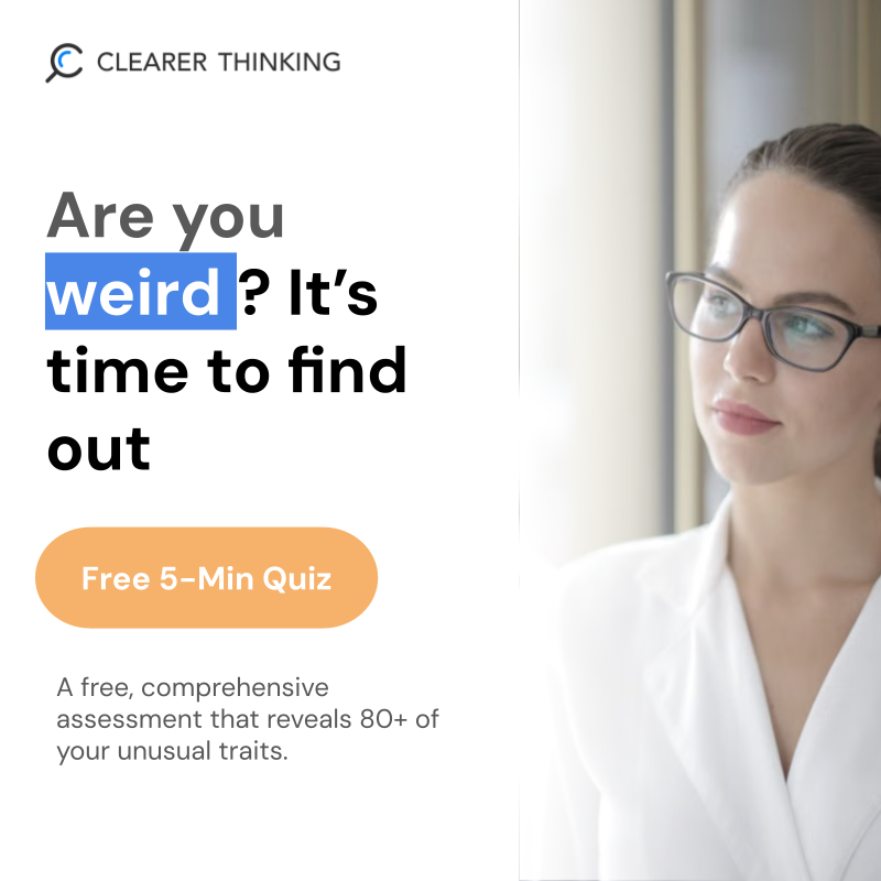 ClearerThinking.org Facebook ad: Discover Your Rare Traits