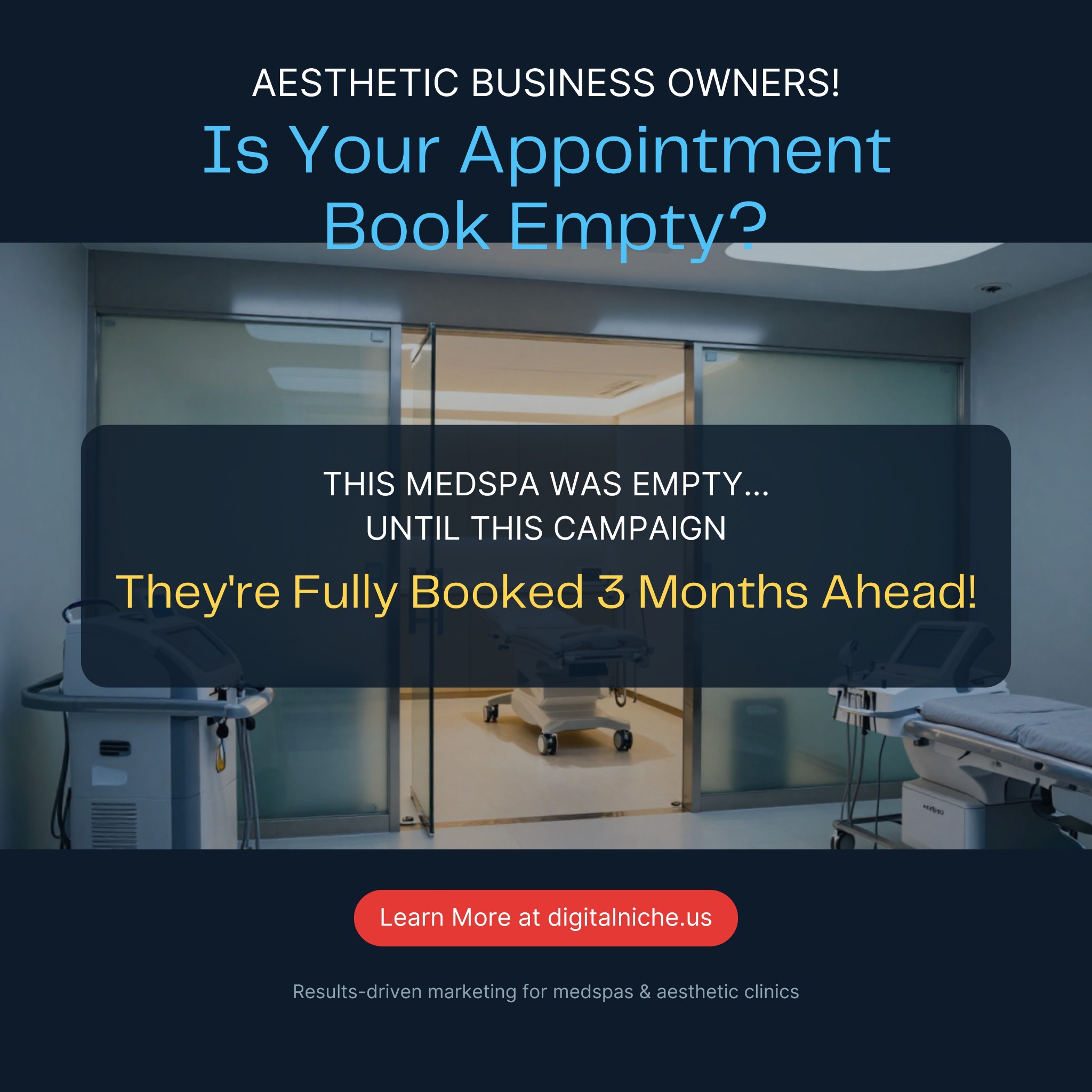 Digital Niche Agency Facebook ad: Add $30k+/Month to Your MedSpa