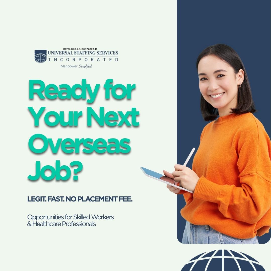 Universal Staffing Services Inc Facebook ad: Ready to level up your career abroad?